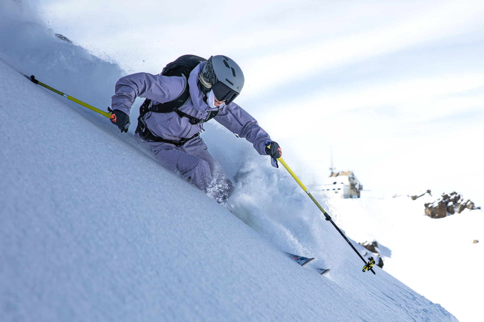 Andrea Limbacher skiing powder in Lenzerheide