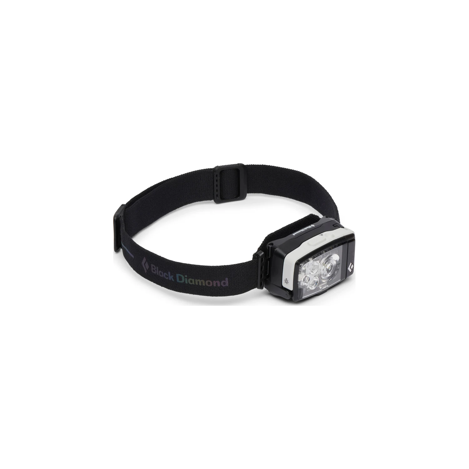 Black Diamond Distance LT 1100 – schwarze Stirnlampe mit breitem Kopfband und rechteckigem Lampengehäuse