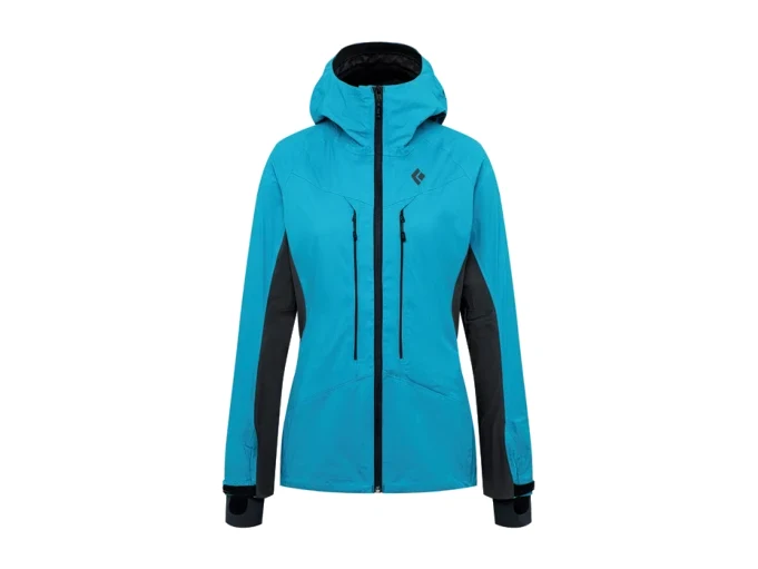 Black Diamond Factor Hoody in Grau – Produktbild des leichten, funktionellen Midlayers mit Kapuze
