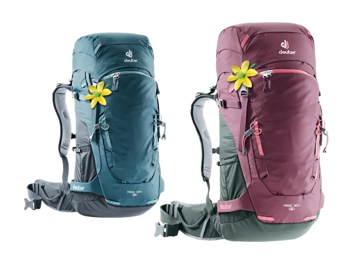 Deuter Rise 34+ Skitourenrucksack in Blau mit gelben Akzenten – Produktbild
