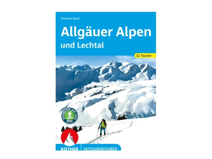 Rother Skitourenführer Allgäuer Alpen und Lechtal mit Tourenkarte und Gebirgslandschaft